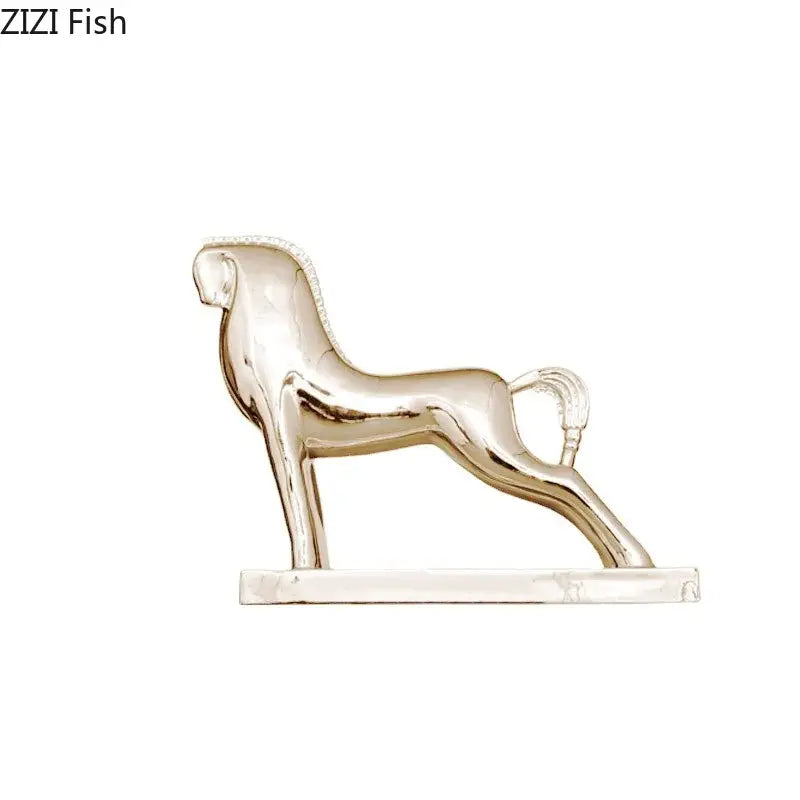A sleek metallic silver decorbites horse resin sculpture with polished finish and detailed mane for minimalist decor