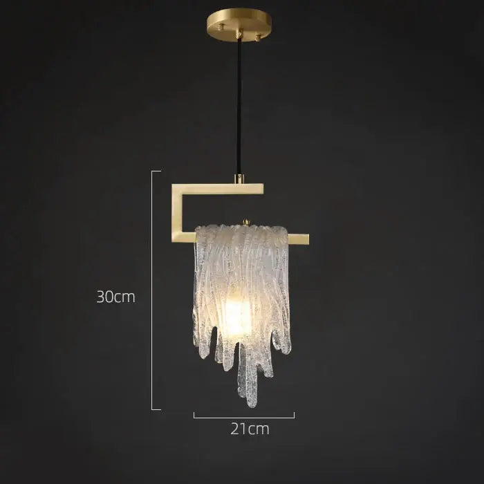 Modern gold icicle glass pendant light with cascading translucent strands by decorbites for bedroom decor
