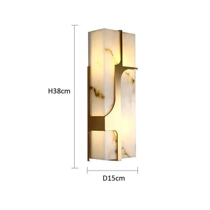 Modern gold imitation marble led wall lamp with translucent white marble panels and gold-toned metal frame for decorbites decor