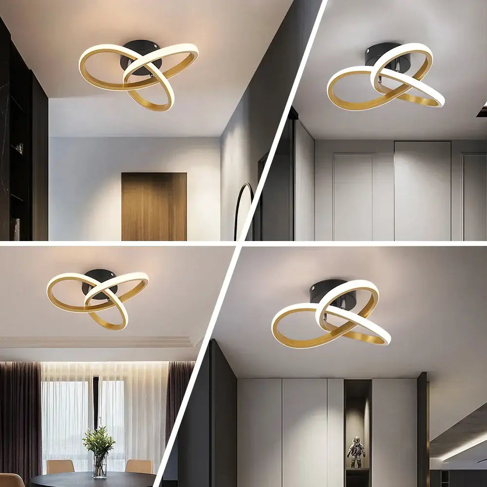 Modern gold and white acrylic led chandelier with intertwined circular design pendant light for dining room decorbites