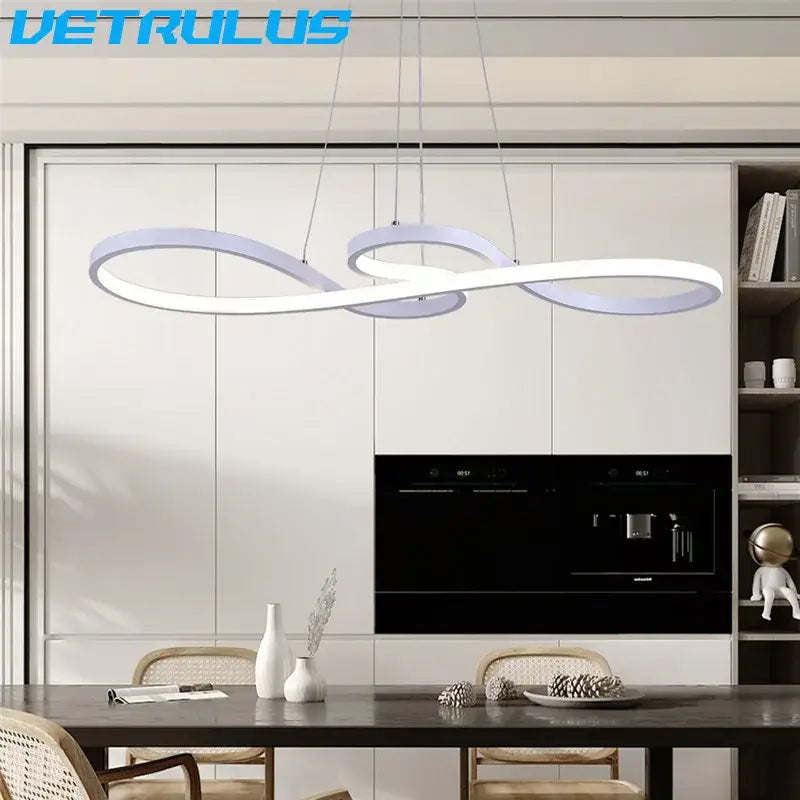Modern gold infinity acrylic led chandelier pendant light with white and pale lavender finish for dining room decorbites acrylic led