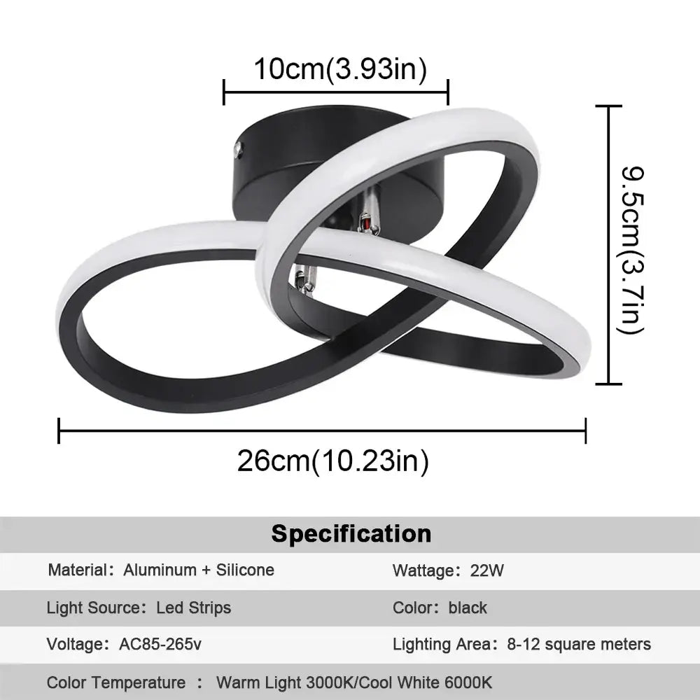 Modern black and white pendant light with intertwined aluminum and silicone rings for decorbites acrylic led chandelier