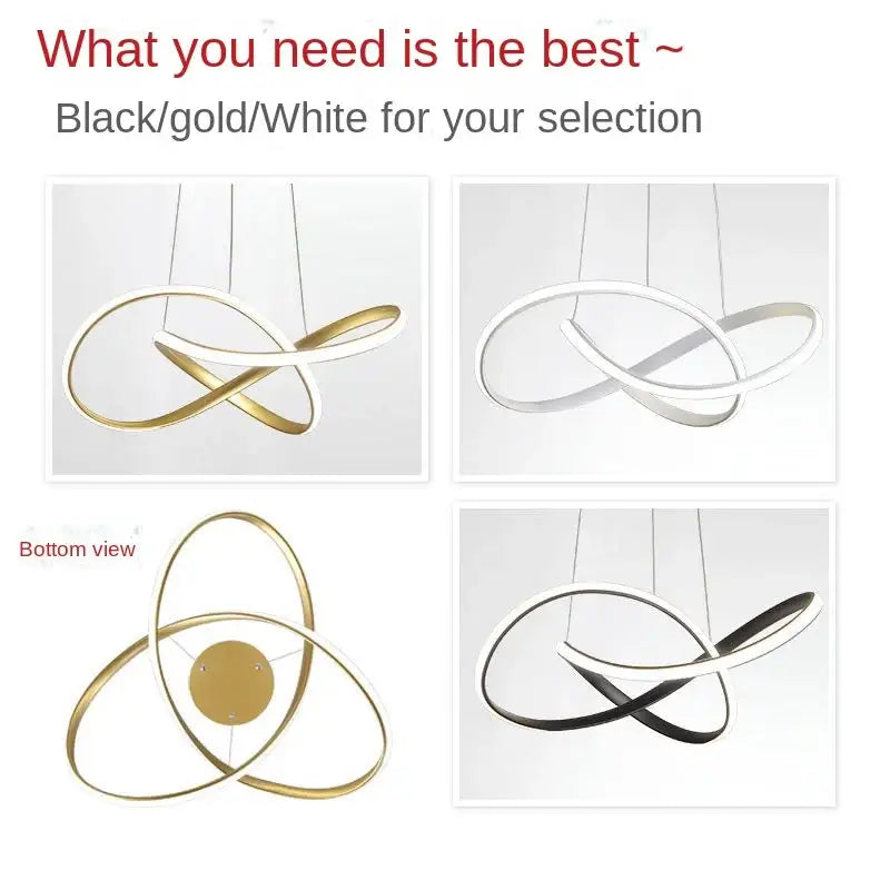 Modern gold infinity loop cord pendant light in metal finish suitable for dining room and various square meters