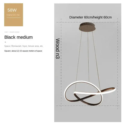 Modern black and white led pendant light with sleek intertwined circular design bulbs included for dining room use