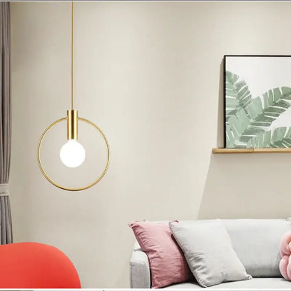 Modern gold ins wind single pendant light with minimalist circular frame and exposed bulb for stylish decorbites ins wind decor