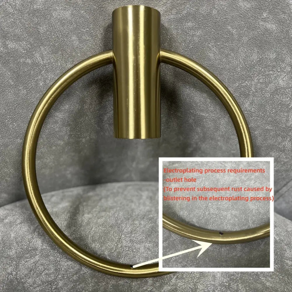 Brass-finished circular towel ring with cylindrical mounting post in modern gold ins wind single pendant light decorbites ins wind