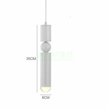 Modern gold iron art led pendant light with sleek white cylindrical design and spherical accent for living room decorbites iron art