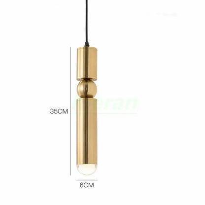 Modern gold iron art led pendant light with a sleek 35cm tall brass cylindrical design and spherical accent for living room decorbites iron art