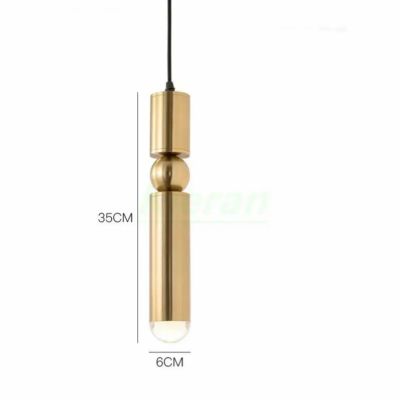 Modern gold iron art led pendant light with a sleek 35cm tall brass cylindrical design and spherical accent for living room decorbites iron art