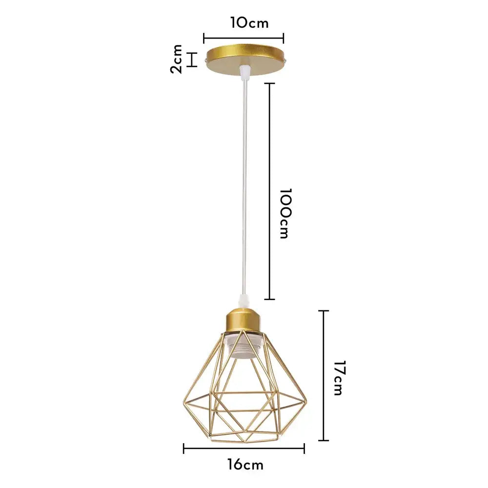 Modern gold iron frame pendant chandelier with geometric lampshade and 10cm ceiling mount for kitchen decorbites iron frame