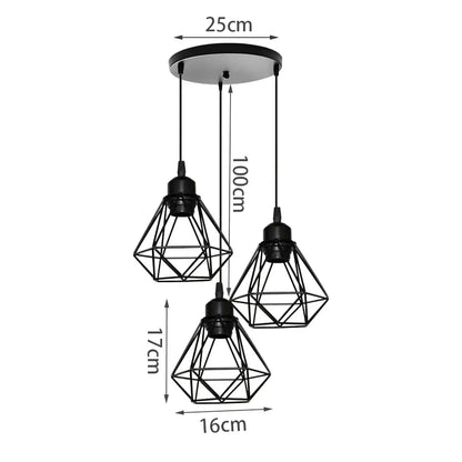 Modern gold iron frame pendant chandelier with black metal geometric diamond shades for decorbites iron frame pendant decor