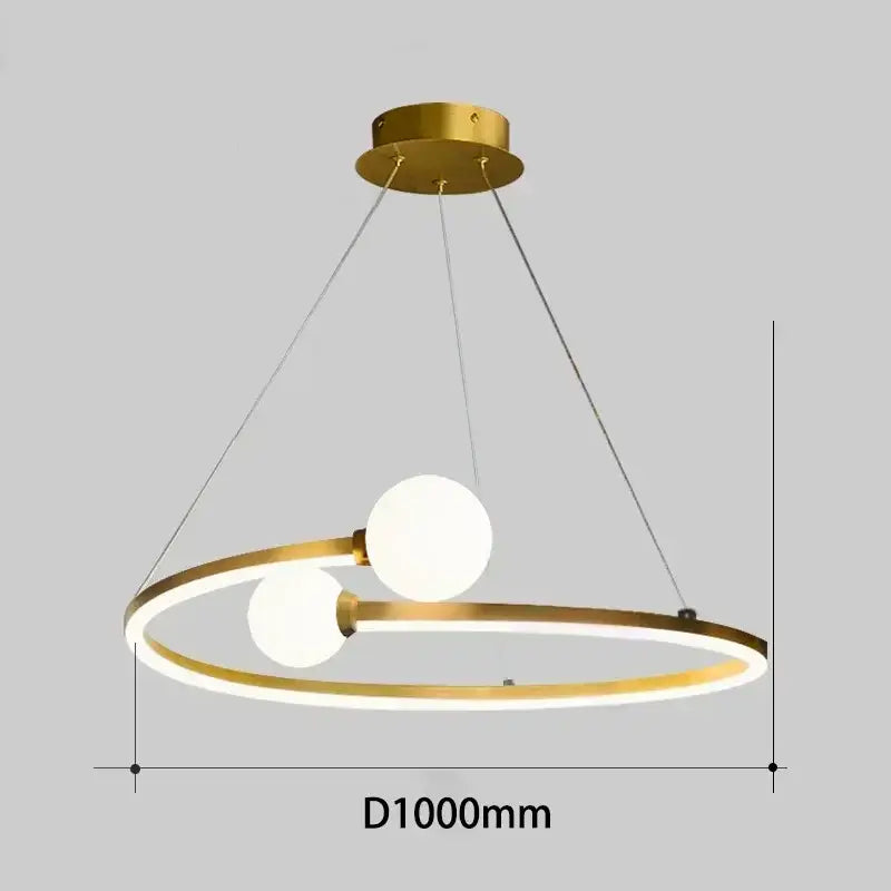 Modern gold iron led chandelier light with circular pendant and frosted glass globes for living room decorbites iron led