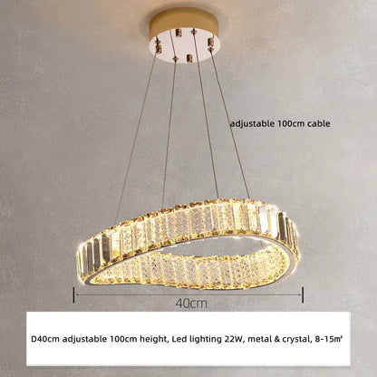 Modern gold irregular crystal led pendant chandelier with gold-toned circular frame and embedded crystals for foyer decorbites irregular steel design