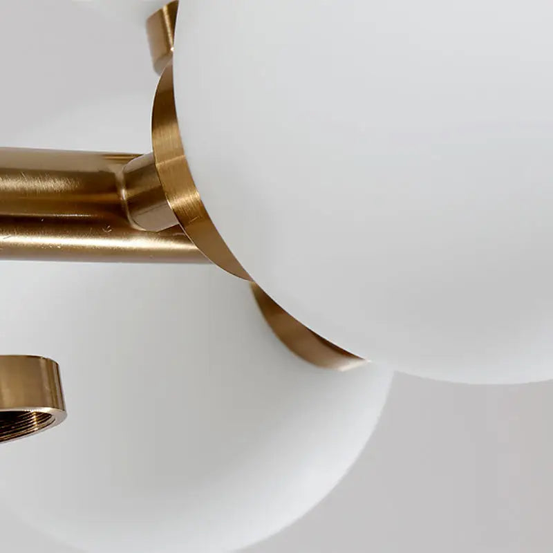 Modern gold island pendant light with frosted white glass globes and brushed brass frame for living room chandelier 220v-240v 110v-120v