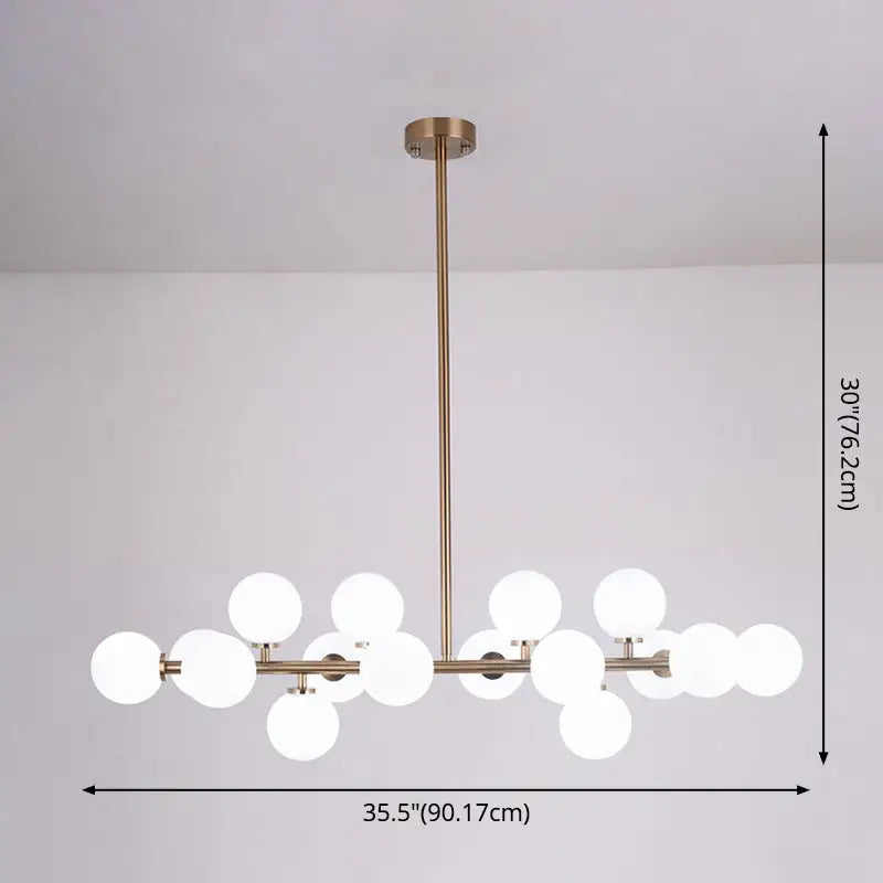 Modern gold island pendant light with brass finish and frosted glass globes designed for living room use 220v-240v 110v-120v