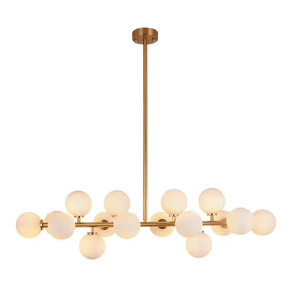 Modern gold island pendant light featuring a brass finish with frosted glass globes for living room use 220v-240v 110v-120v