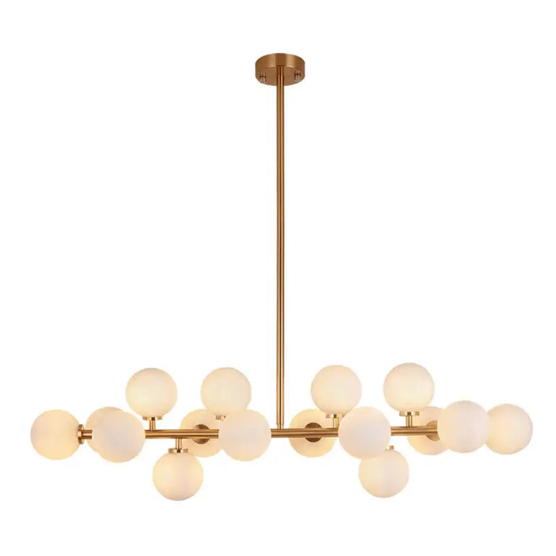 Modern gold island pendant light featuring a brass finish with frosted glass globes for living room use 220v-240v 110v-120v