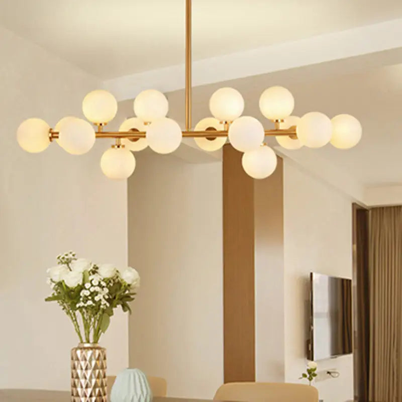 Modern gold island pendant light with frosted glass globe bulbs for living room 220v-240v 110v-120v chandelier