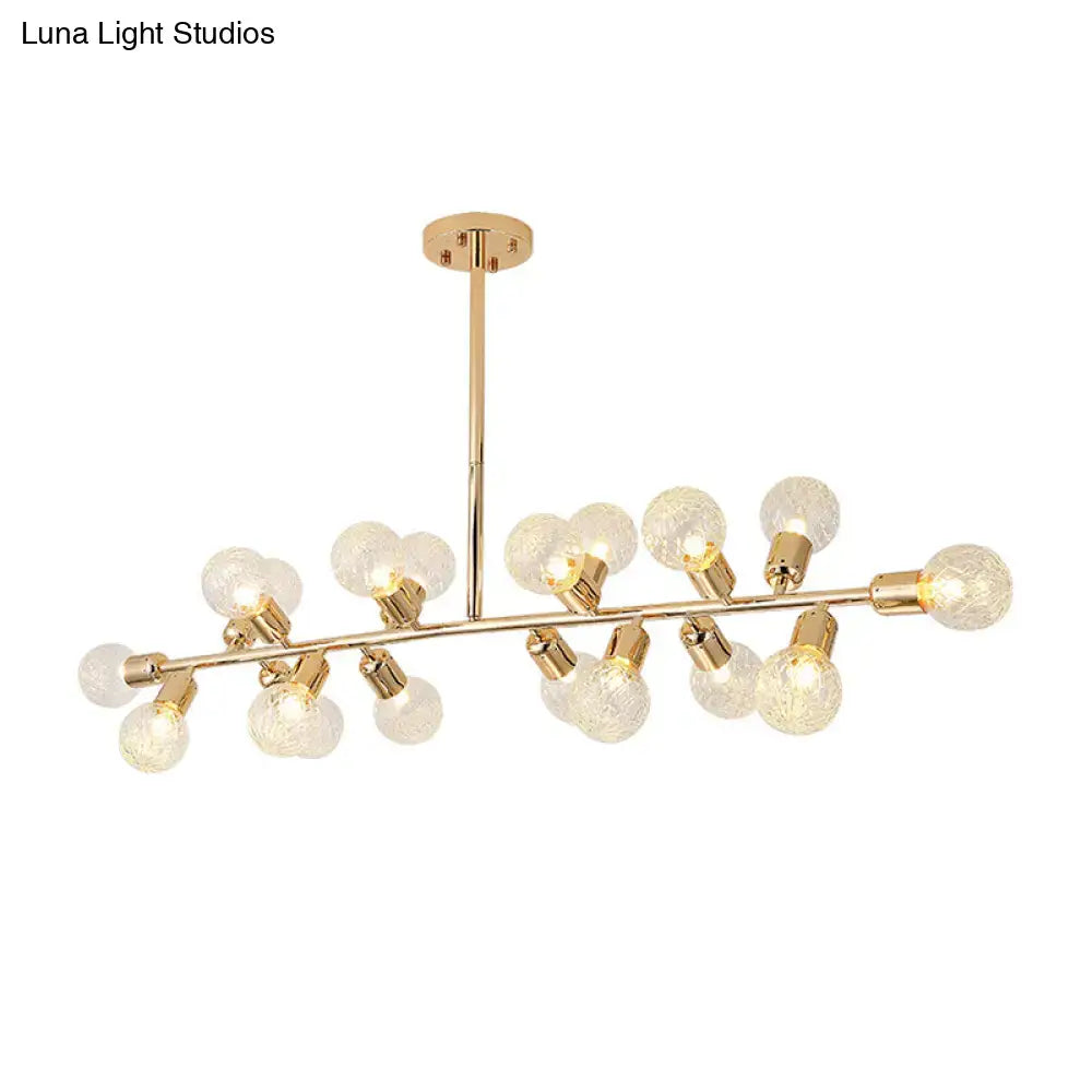 Decorbites modern gold lattice glass island pendant ceiling light with 18 frosted glass globe bulbs for 220v-240v use