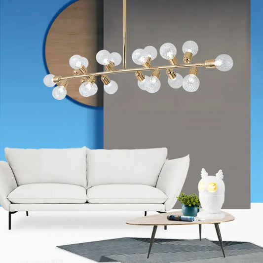 Decorbites modern gold lattice glass island pendant ceiling light with multiple clear textured glass globes 220v-240v