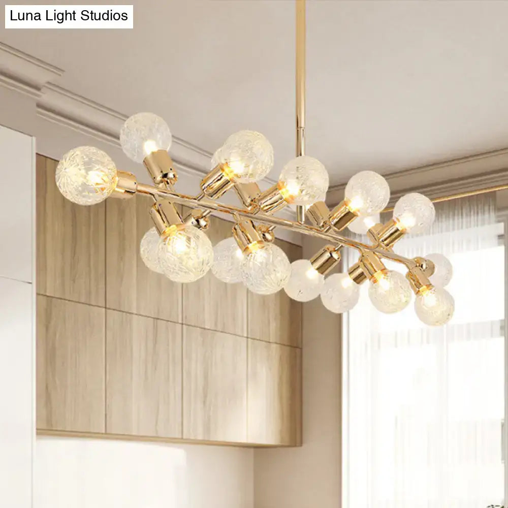 Decorbites™ modern gold lattice glass island pendant ceiling light with 18 faceted globe bulbs 220v-240v 110v-120v