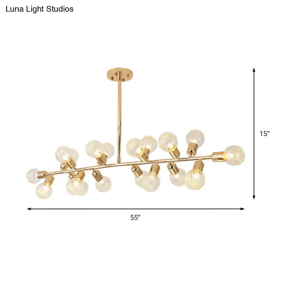 Decorbites modern gold lattice glass island pendant ceiling light with 18 clear globe bulbs for 220v-240v use