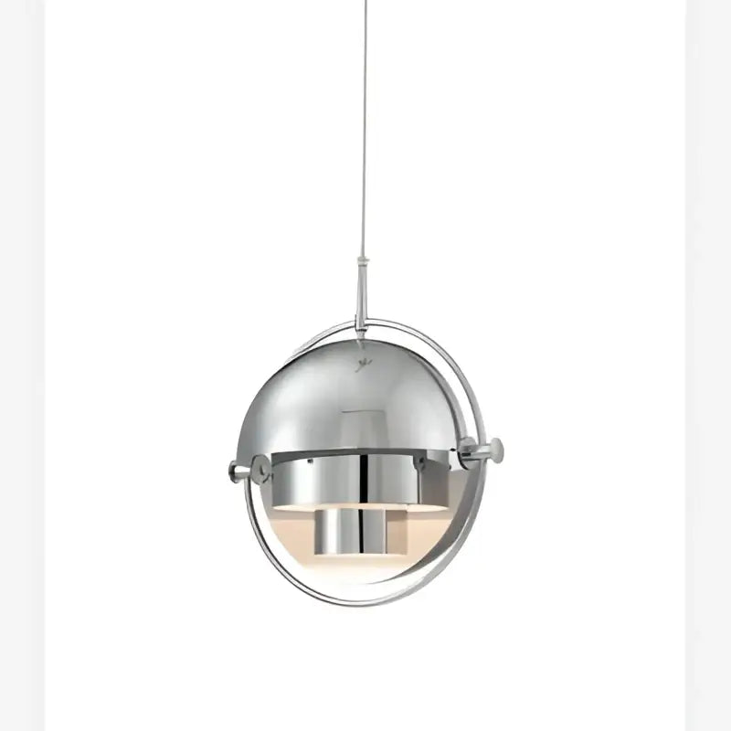 Modern gold layered danish pendant light with chrome finish spherical design and visible internal lighting for decorbites decor