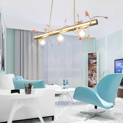 Gold-toned decorbites™ contemporary 3-light ceiling light with branching arms and clear glass globe bulbs 110v-120v light type