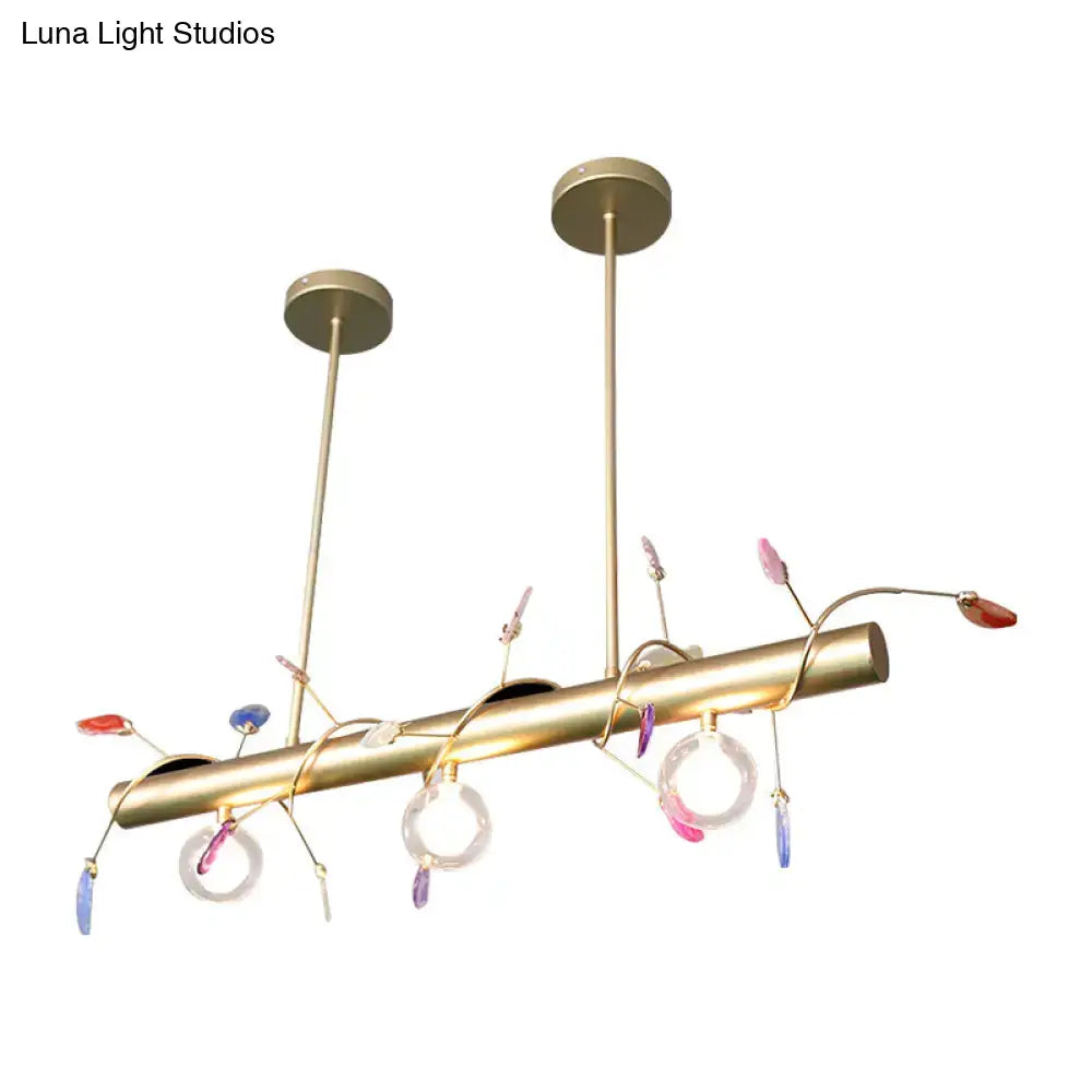 Decorbites™ contemporary 3-light ceiling pendant with 110v-120v brass finish and colorful glass shades light type