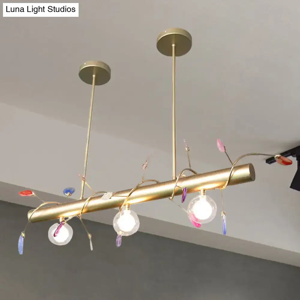 Decorbites™ contemporary 3-light brass ceiling light with colorful glass shades compatible with 110v-120v and 220v-240v