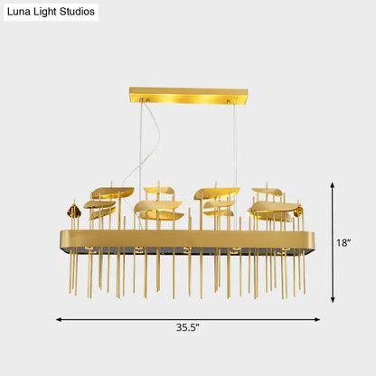 Modern Gold Leaf Suspension Chandelier for Dining Room