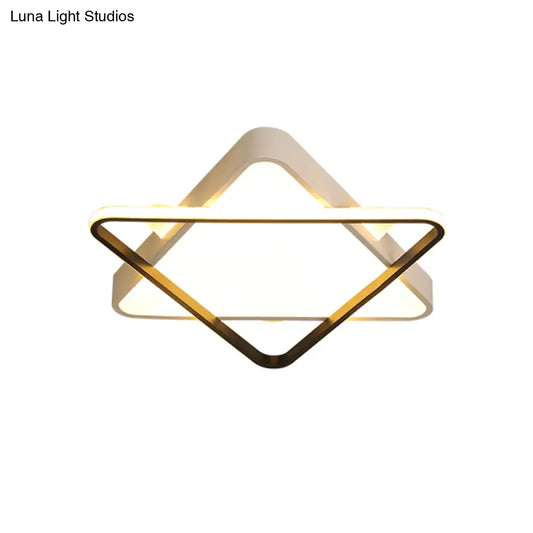 DecorBites™ DecorBites™ Modern Gold LED Bedroom Ceiling Light Fixture - Double Triangle Acrylic Shade - Warm/White Light - 18"/23.5" Width