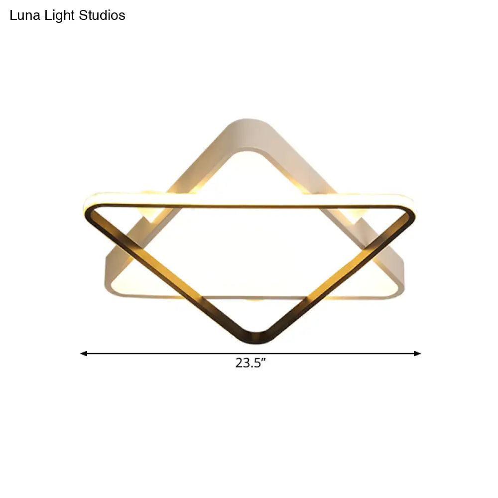 DecorBites™ DecorBites™ Modern Gold LED Bedroom Ceiling Light Fixture - Double Triangle Acrylic Shade - Warm/White Light - 18"/23.5" Width