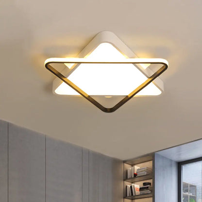 DecorBites™ DecorBites™ Modern Gold LED Bedroom Ceiling Light Fixture - Double Triangle Acrylic Shade - Warm/White Light - 18"/23.5" Width