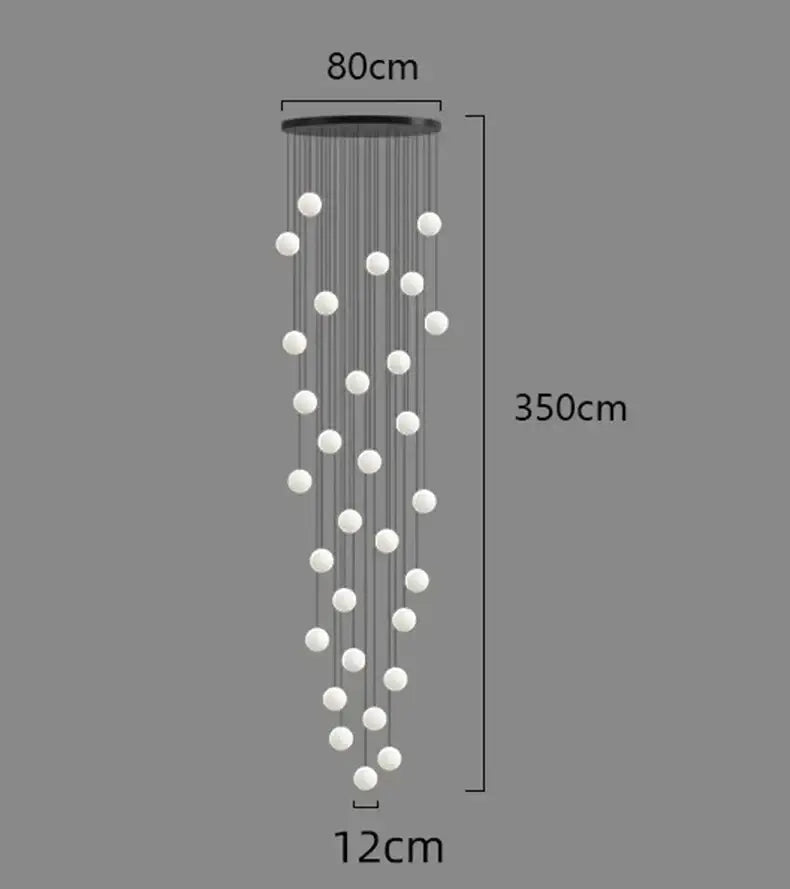 Modern gold led ceiling lamp chandelier with 350cm height and white spherical lights for dining room decorbites led ceiling