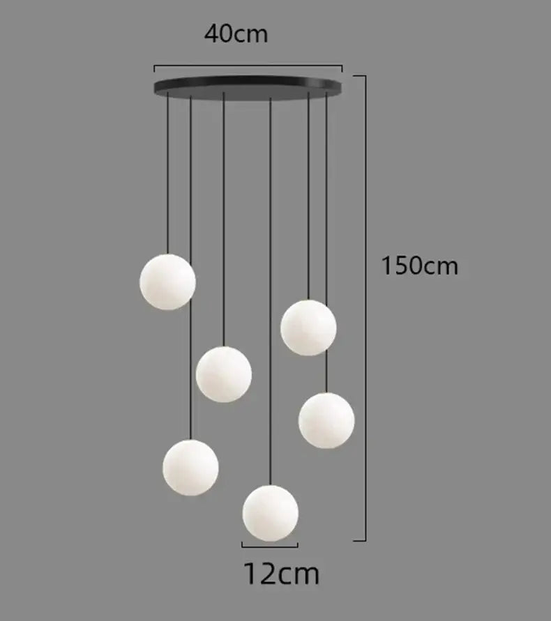 Modern black circular led ceiling lamp chandelier with six white spherical pendant lights for dining room decorbites led ceiling