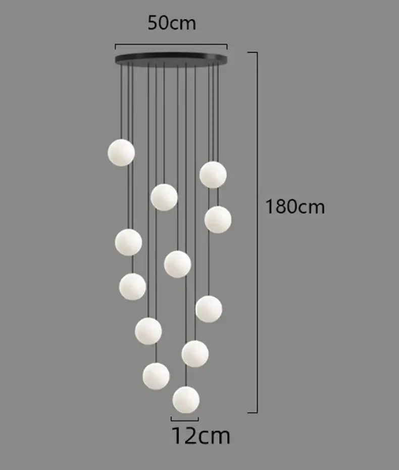 Modern black pendant ceiling lamp chandelier with 12 white glass bulbs for decorbites led ceiling dining room decor