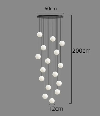 Modern gold led ceiling lamp chandelier with a black top and 18 white glass bulbs for dining room decorbites led ceiling