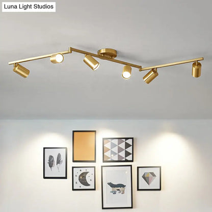 DecorBites™ DecorBites™ Modern Gold LED Flush Ceiling Spotlight with Sleek Tubular Design and Metallic Shade