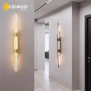 Modern gold led long liner wall sconce with sleek vertical led strips and minimalist metal accents for living room decorbites led long