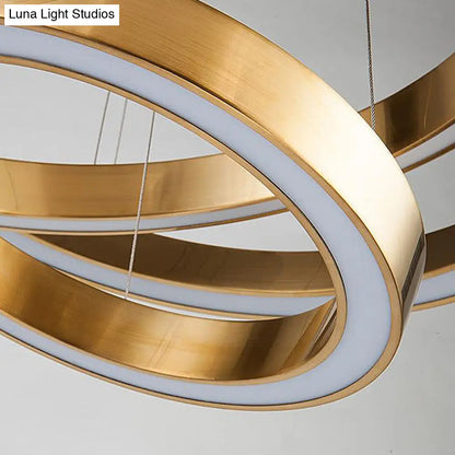 Kit de lámpara colgante LED dorada moderna para sala de estar - Iluminación cálida/blanca