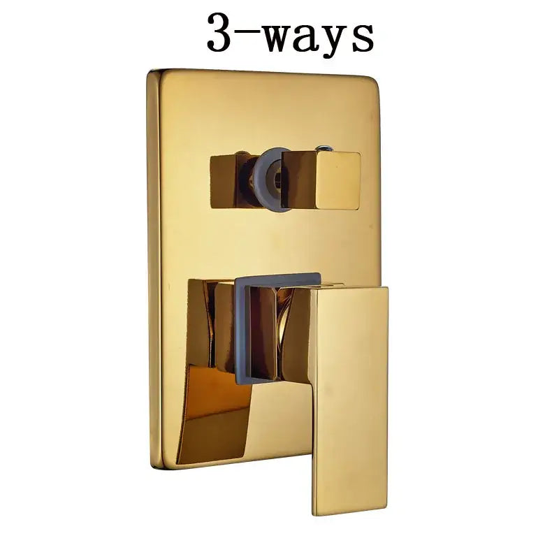 Modern gold led rain shower faucet wall mounted mixer with gold finish and decorbites golden 3-ways valve design