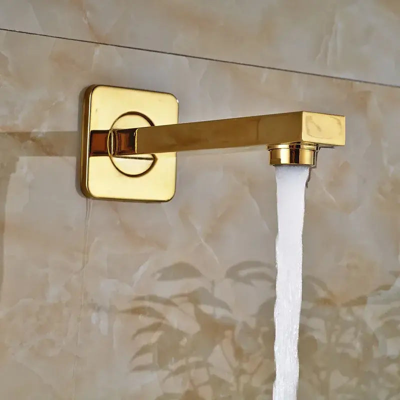 Modern gold led rain shower faucet bathroom wall mounted mixer with decorbites golden 3-ways sleek design and flowing water stream