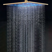 Modern gold led rainfall shower head square brass finished rain showerhead with integrated blue led lighting decorbites gold led