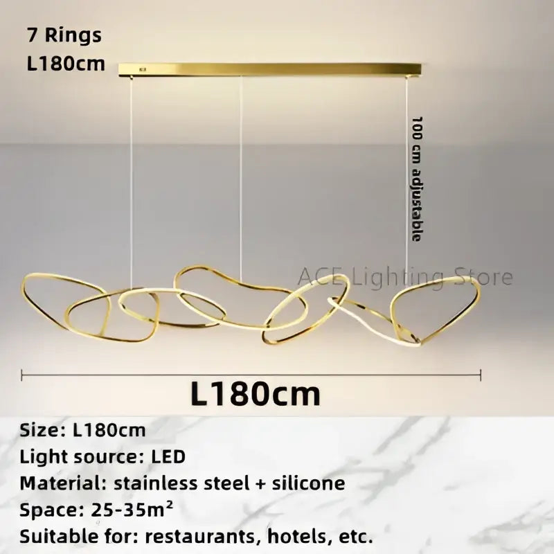 Modern decorbites gold led ring chandelier pendant light with gold-toned stainless steel and silicone for dining room decorbites gold led