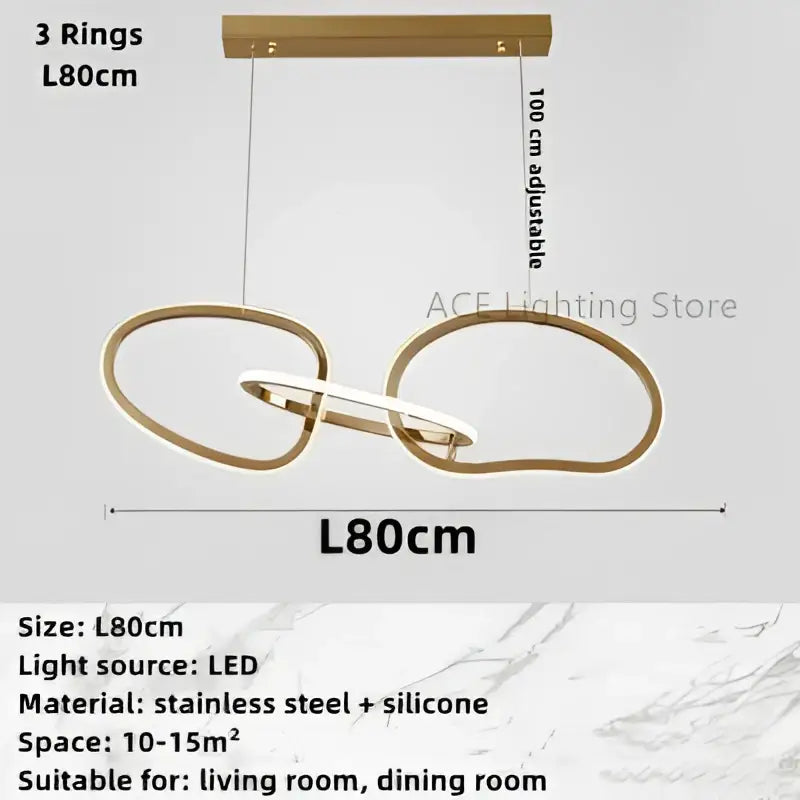 Modern gold led ring chandelier with stainless steel and silicone design for elegant led ring ceiling decorbites gold led lighting