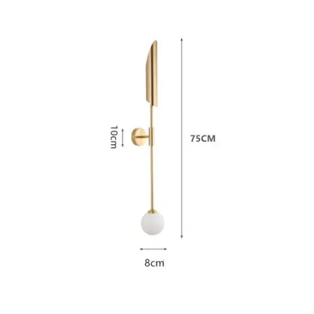 Modern gold led single head wall lamp with sleek gold tone and white glass shade for bedroom decorbites gold led design