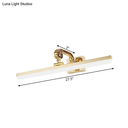 Modern gold led vanity light wall mounted with ornate scrollwork handle and sleek rectangular panel for 110v-120v use