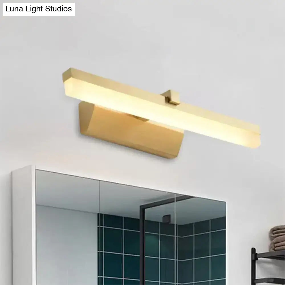 Modern gold finished rectangular led vanity lighting with sleek design for bathroom wall sconce 16 inch vanity lighting
