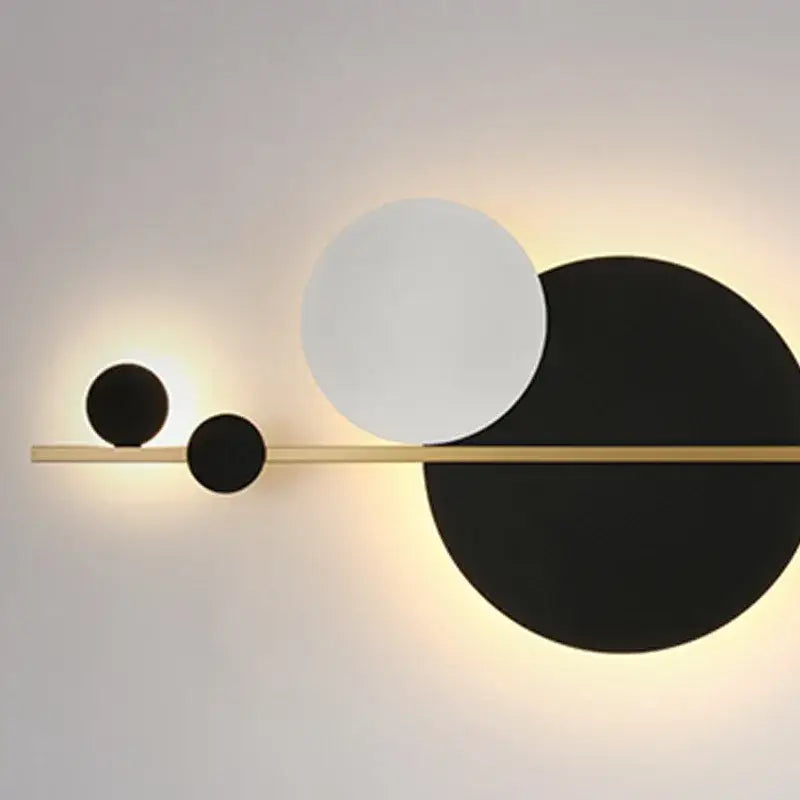 Modern gold led wall lamp with black and white opaque glass shades emitting warm light for bedroom decorbites led wall use